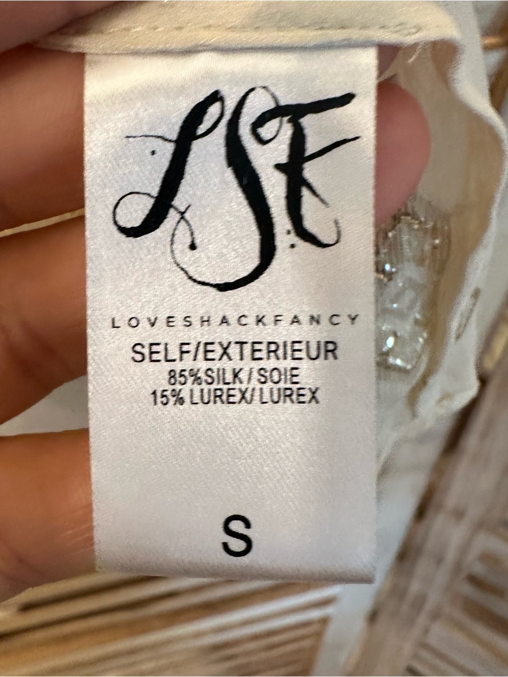 LoveShackFancy Erin Blouse Cream With Metallic SZ S - Picture 5 of 6